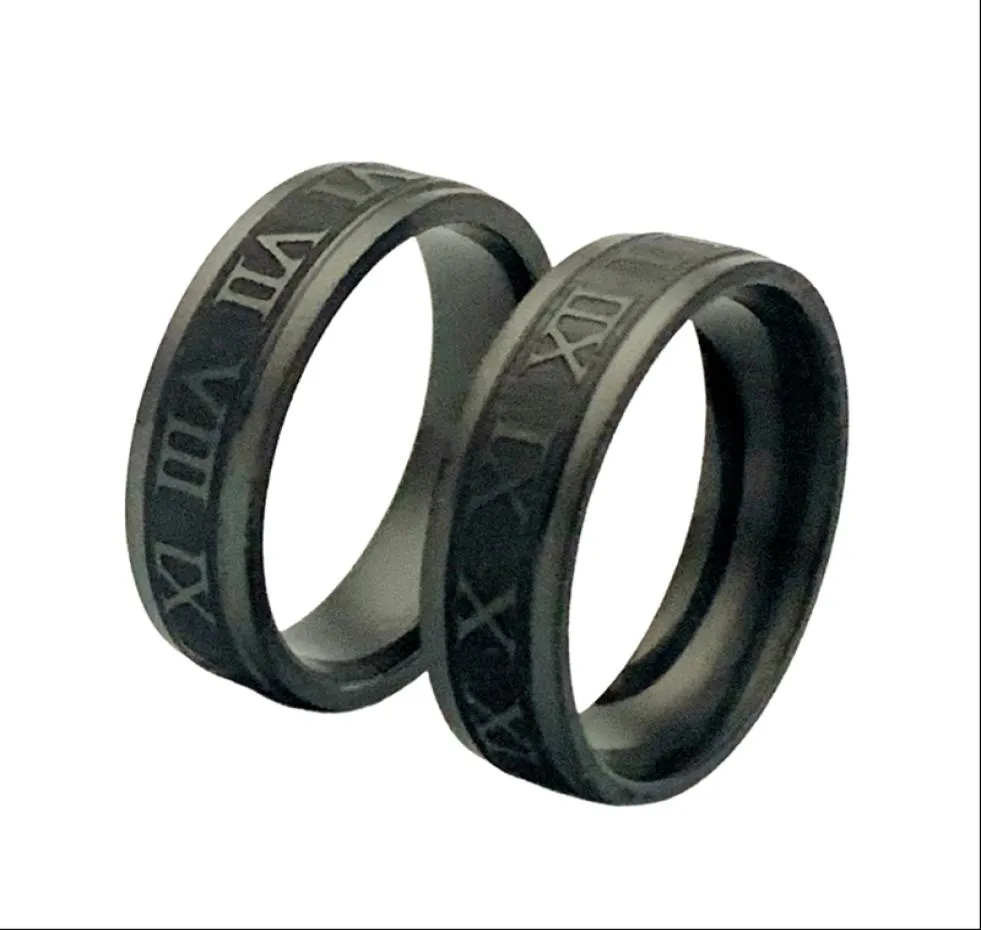 Todo 36 peças novo estilo preto numerais romanos banda anéis mix aço inoxidável moda charme masculino feminino festa presente jóias8926178