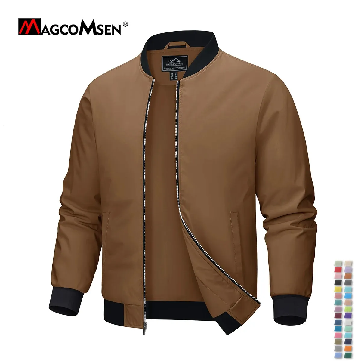 Mens Jackets MAGCOMSEN Bomber Jacket Lightweight Full Zip Light Waterproof Windbreaker Casual Stylish Golf outdoor Sport Coats 231208