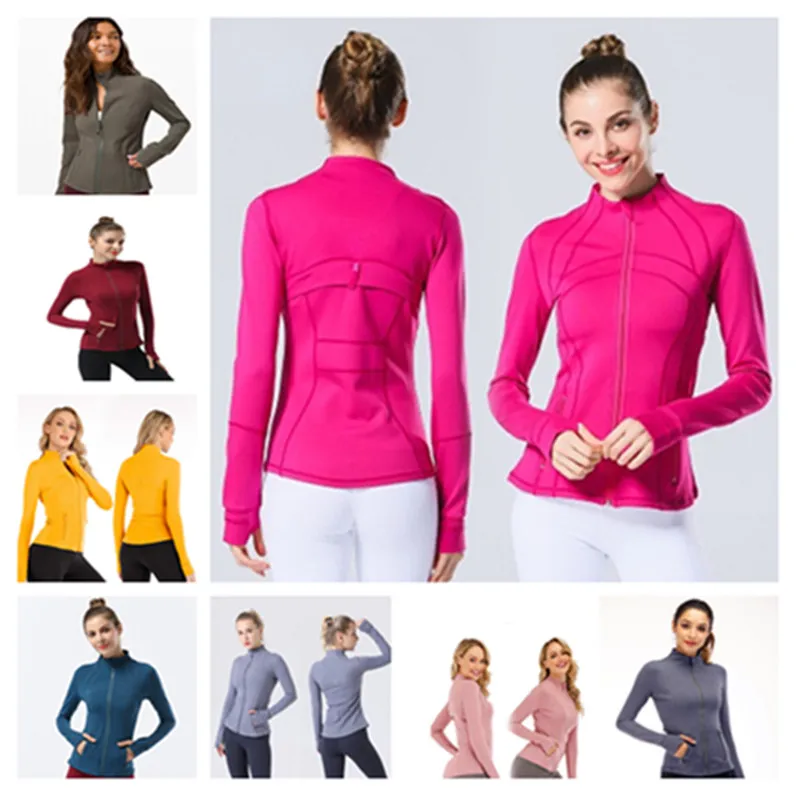 NY LU-088 2023 YOGA JACKA Women's Define Workout Sport Coat Fitness Jacket Sport Snabbt Dry ActiveWear Top Solid Zip Up Sweatshirt Sportwear Hot Sell Size S-3XL