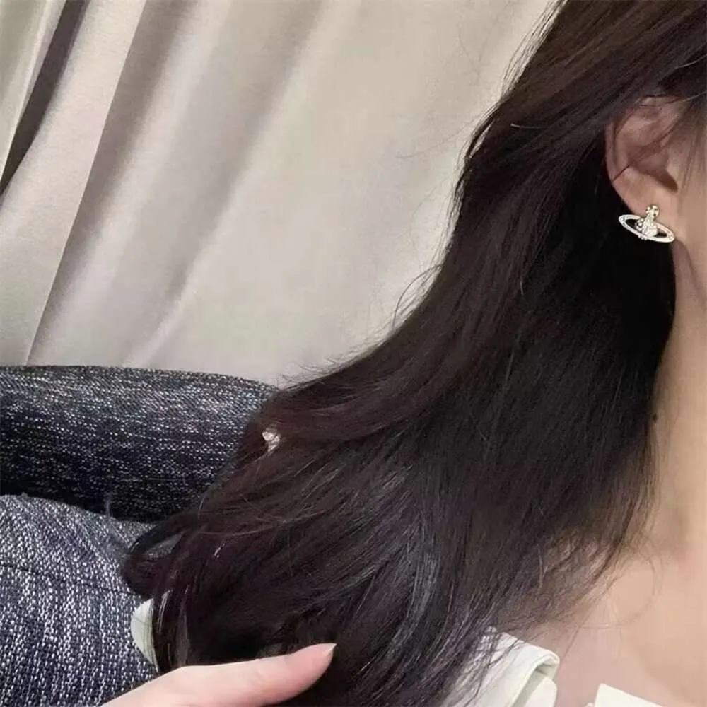 Designer high quality the Western Queen Mother Saturn Are Light, Luxurious, High Quality, Versatile, and Simple, Diamond Studded, Planet Earrings Tiktok Live