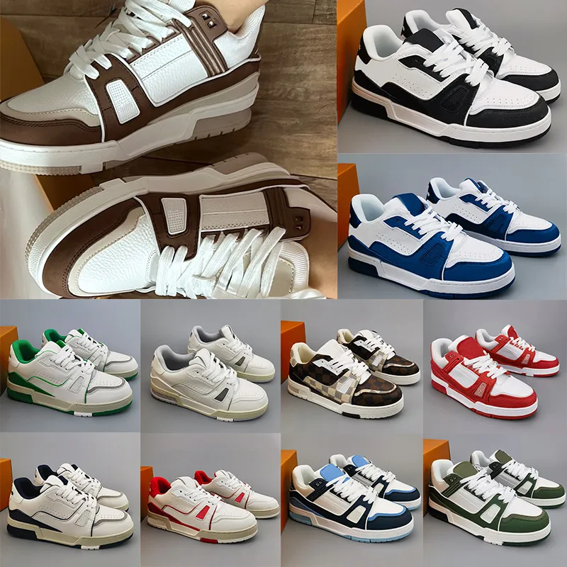 2023 Designer Men Sneaker Virgil Trainer Casual Shoes Low Calfskin Leather Abloh White Green Red Blue Overlays Platform Outdoor Women