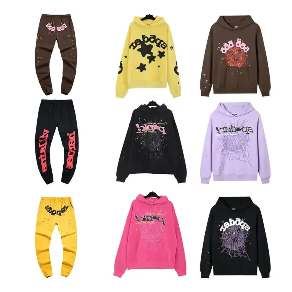 555 Spider Designer Sweat à capuche Hip Hop Artiste Survêtement Lettres en mousse 555555 Paire de sweats à capuche Rose Spiderman Pantalon de survêtement Vente en gros 2 pièces 10% de réduction C