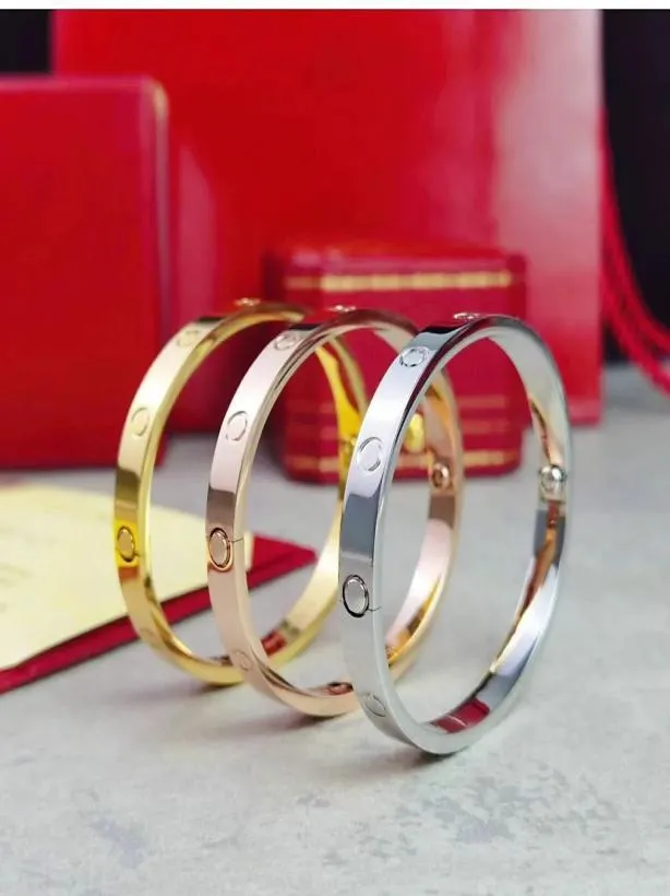Kärleksskruvarmband designer mens armband lyxiga smycken kvinnor armband klassiskt titan stål legering guldplaterade hantverk färger guld si1891293