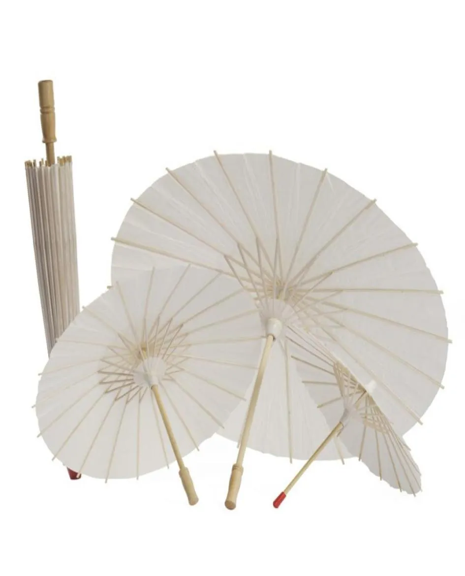 White Bamboo Paper Umbrella Chinese Craft Umbrella Painting Dancing White Paper Umbrellas Bridal Wedding Party Decoration DBC VT045533354