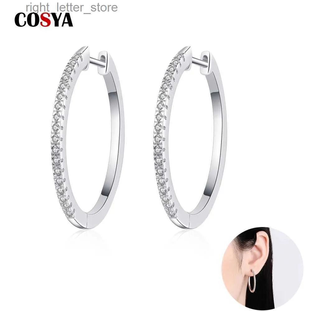 Avec pierres latérales COSYA 925 en argent Sterling grandes boucles d'oreilles Moissanite mode PT950 pour les femmes goutte grandes boucles d'oreilles fête bijoux fins cadeau en gros YQ231209