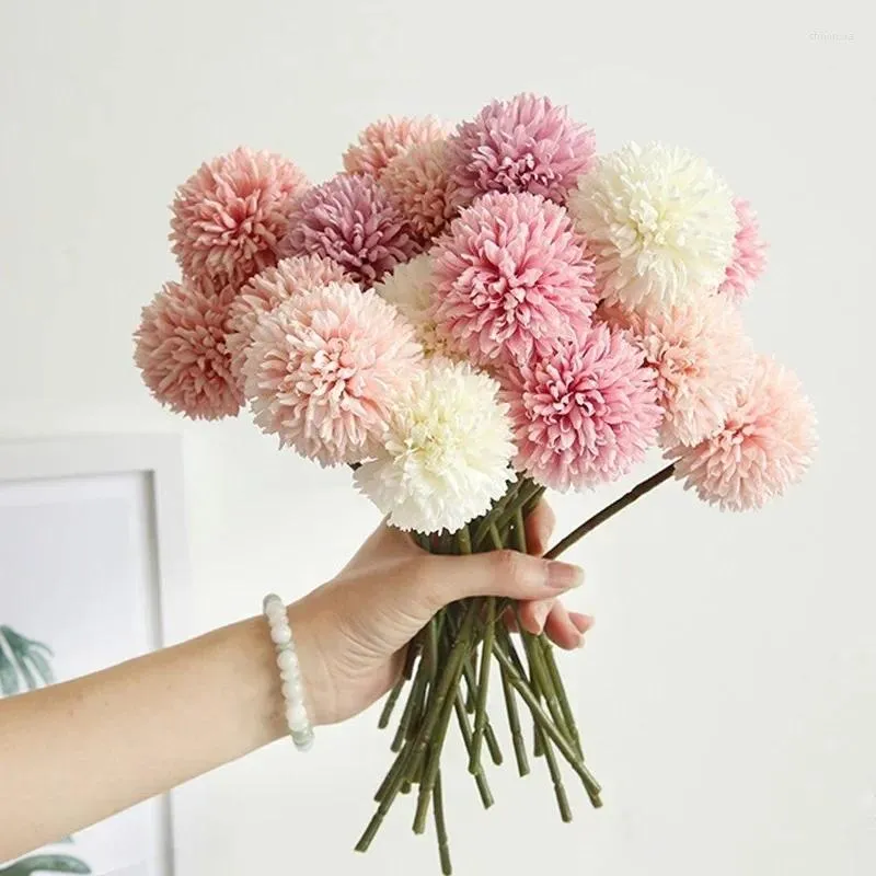 Dekorativa blommor 6st Hortensia Artificial Flower Ball Chrysanthemum vardagsrum Hem bröllopsdekoration Vaser Arrangemang Tillbehör