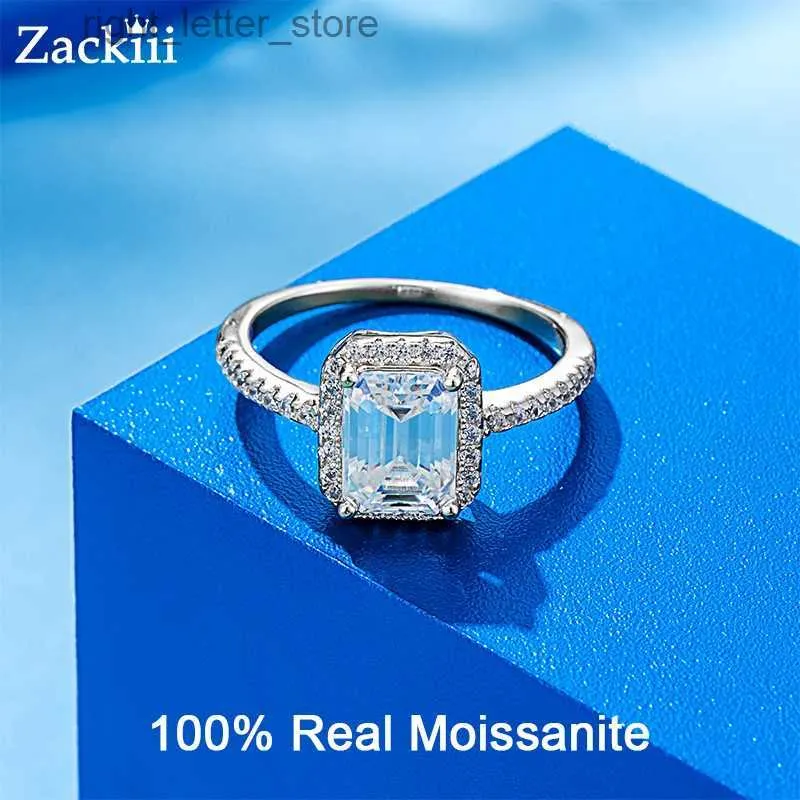 사이드 스톤과 함께 2ct 에메랄드 컷 Moissanite 약혼 반지 Radiant Cut Moissanite Diamond Weddig 밴드 제안 Rings Wedding Jewelry YQ231209