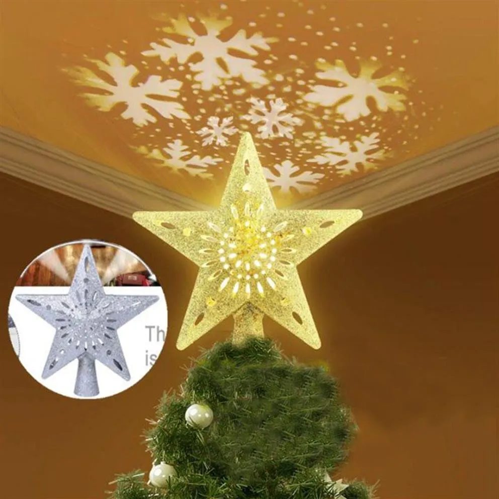 Luz de natal led luz noturna meteoro estrela de cinco pontas lâmpada árvore topper decoração ue eua reino unido plug 220v para atmosfera de natal lighting331r