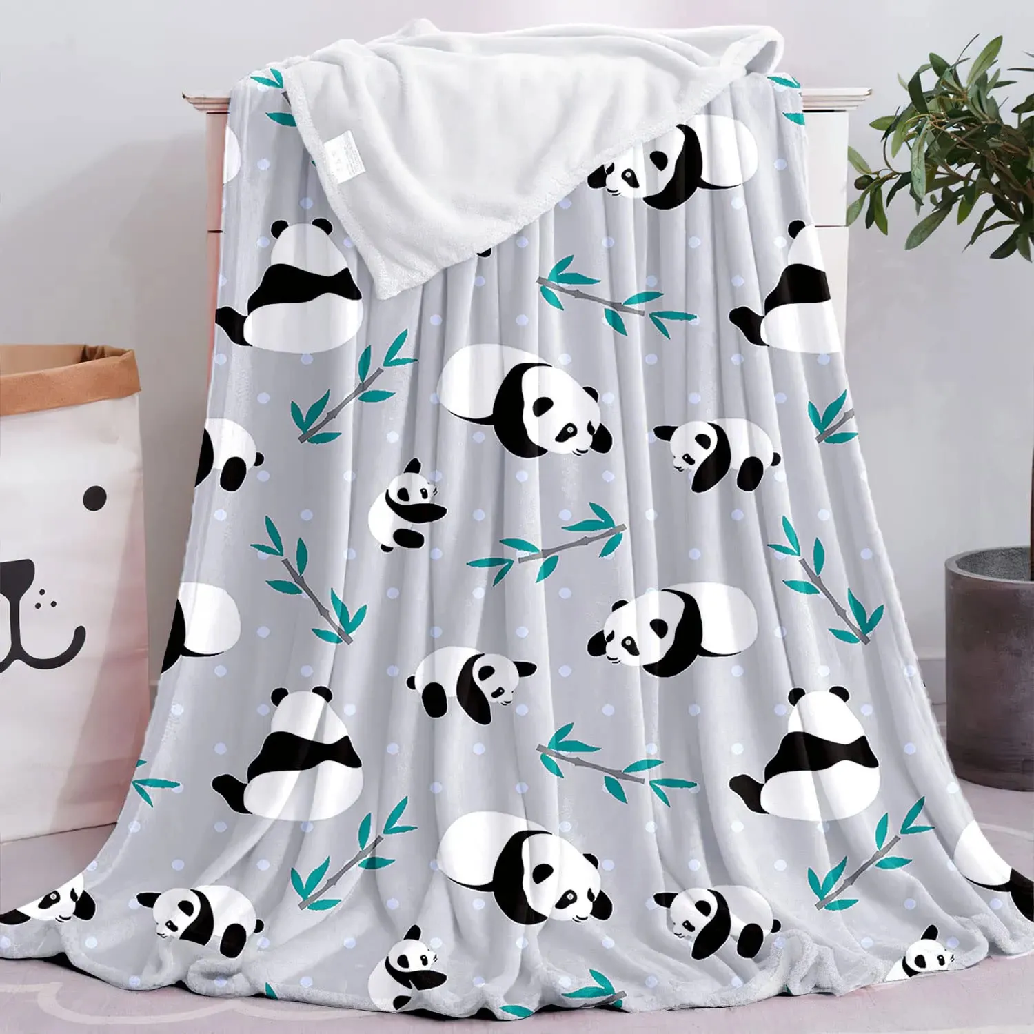 Coperte Fasce Simpatico Panda Cartone animato Stampa animalier Coperta Flanella Soffici morbide e calde Coperte Biancheria da letto accogliente Bambini Ragazze Adulti per regalo di compleanno 231208