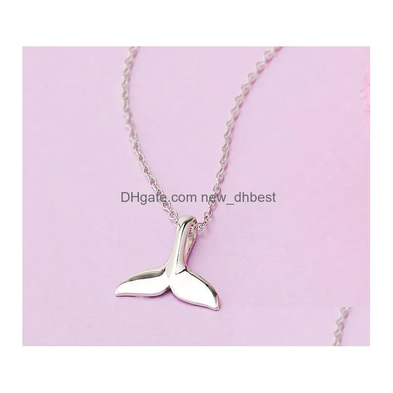 20pcs/lot silver mermaid tail necklaces pendants for women lover dolphins whale fish charms jewelry accessories
