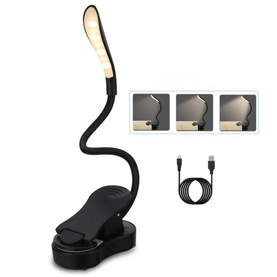 Wiederaufladbare Leseleuchte, LED-Buchleuchte, USB, flexible Buchlampe, Touch-Dimmer, Clip-Tisch-Schreibtischlampe, schützt das Auge, tragbare Clip-Lampe282P