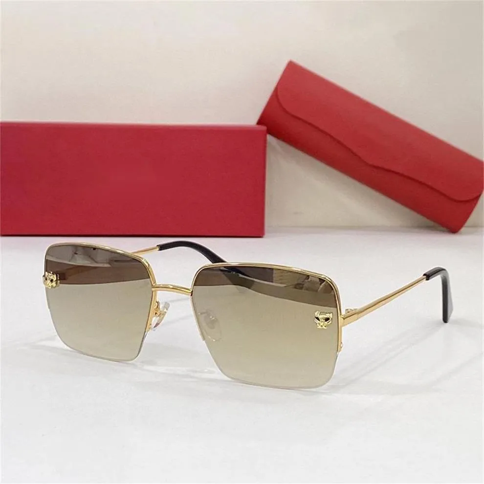 Gold Carti Square Man Sunglasses women fashion eyewear Leopard polarized anti blue light UV lens coating metal frame screw designe203z
