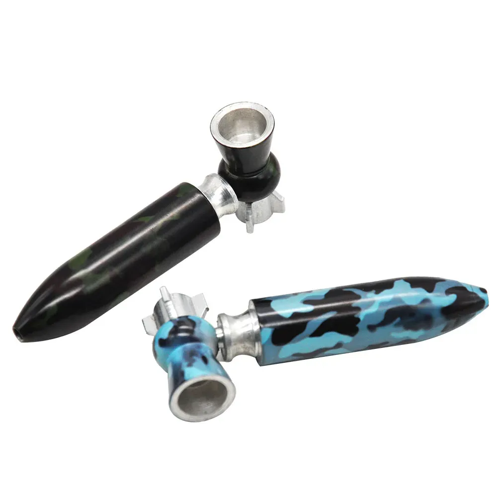 Pipes de magasin de fumée Fusée en métal Pipe à fumer longue portable herbe tabac cigarette pipe à priser renifler broyeur nettoyants bouche pointe accessoires pour fumer dab rig