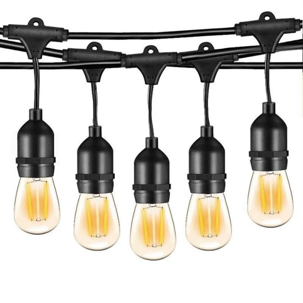 Strängar utomhus 10m LED -glödlampor 110V 220V S14 retro edison för uteplats trädgård hem parti bröllop juldekor klampt262g