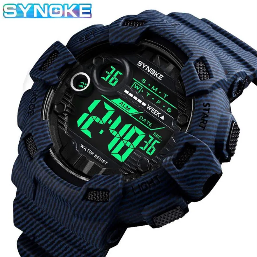 Synoke Brand Digital Wristwatches Mens Mens Cowboy Clock Clock Stepwatch Sport Thock Military Wrist Watch Watch Relogio Masculino 9629 2298Q