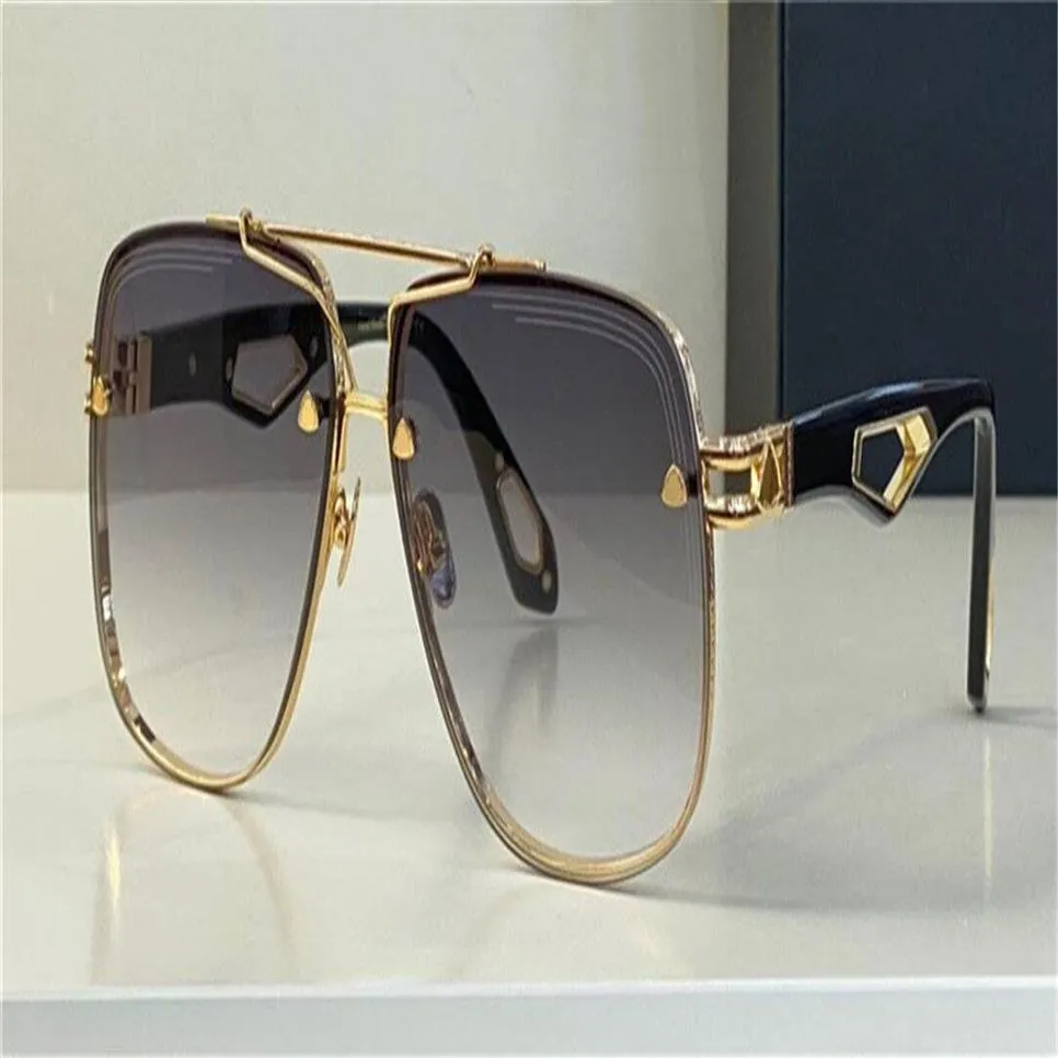 Top Man Fashion Design Solglasögon King II Square Lens K Gold Frame High-End Generous Style Outdoor UV400 Protective Eyewear298T