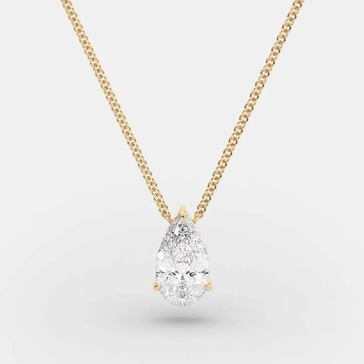 Женские свадебные украшения по индивидуальному заказу, циркониевое позолоченное ожерелье из стерлингового серебра 925 пробы в форме груши с бриллиантом, ожерелье