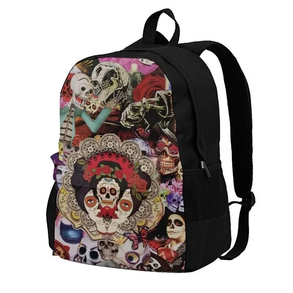 Backpack Dance With Me Day Of The Dead Backpacks Mexican Traditional Big Unique Polyester Travel Unisex Bags3226