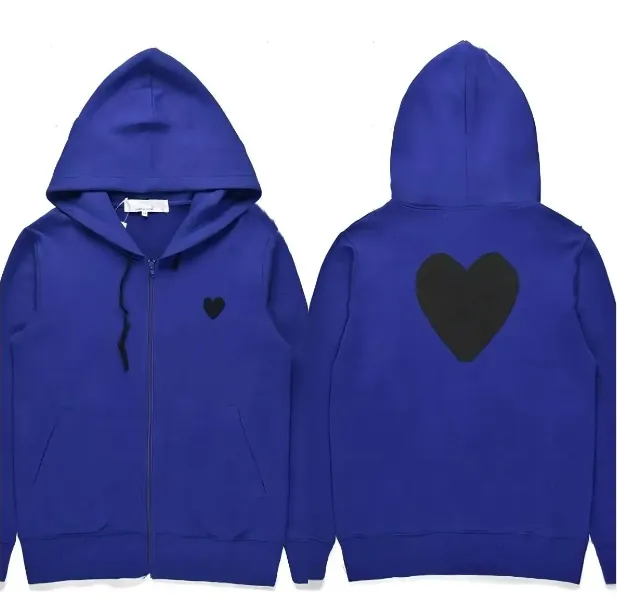 Hoodie Sweatshirts Erkek Kadın Fermuar Gevşek Ceket Oyun Sweatshirt Commes Hardigan Des Küçük Kırmızı Kalp Ceket Garcons Standart ve Polar Sıradan Jumpers Hardigan Af