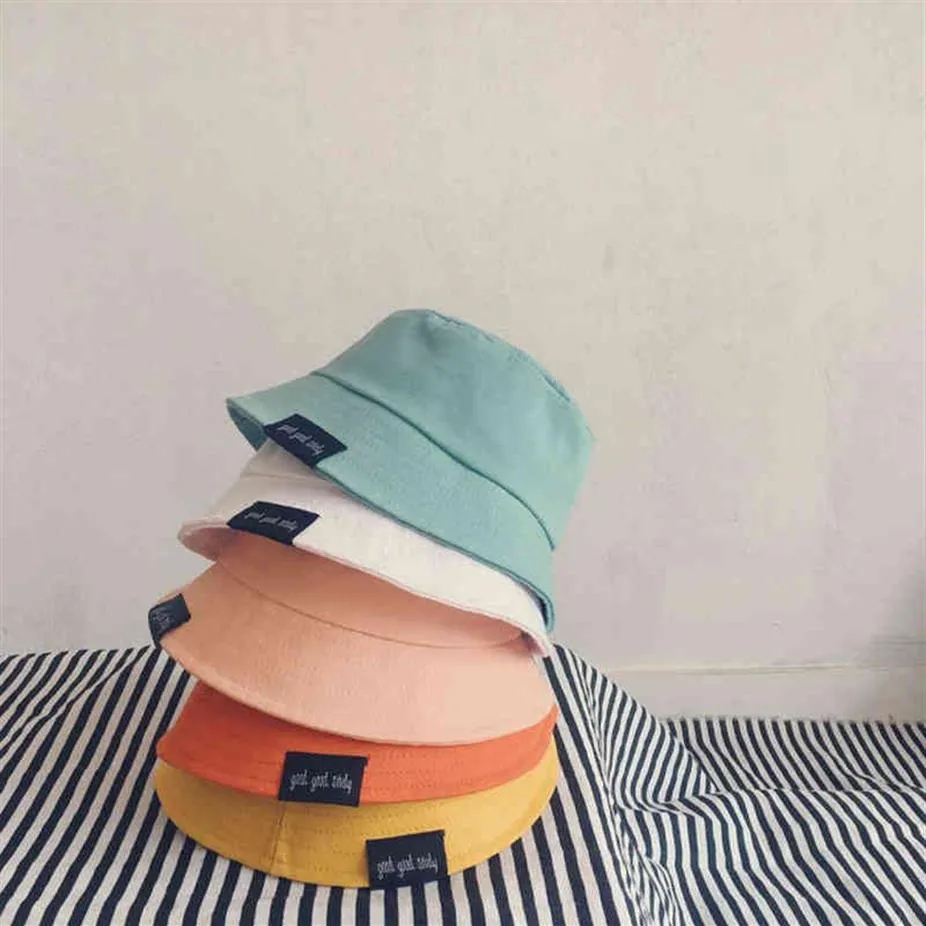Spring Summer Baby Hat Candy Colors Wild Baby Boy Girl Bucket Hat Cute Kids Sun Hat Outdoor Infant Toddler Children Beach Caps Y22288A