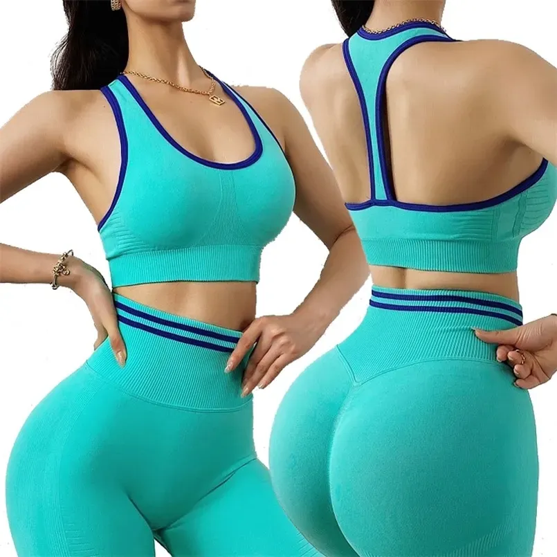 Set da 2 pezzi Abbigliamento da allenamento per donna Abbigliamento sportivo Tuta sportiva da yoga senza cuciture Abbigliamento fitness Reggiseno e leggings da palestra 220312