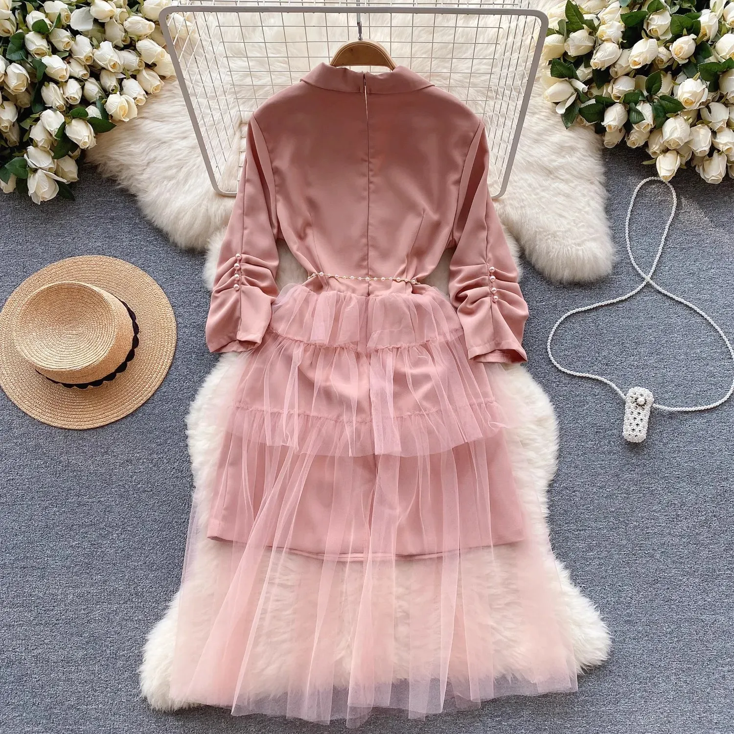 【新品未使用】　Acka pearl belted puff dress 新品未使用】 Acka pearl belted puff dress - メルカリ