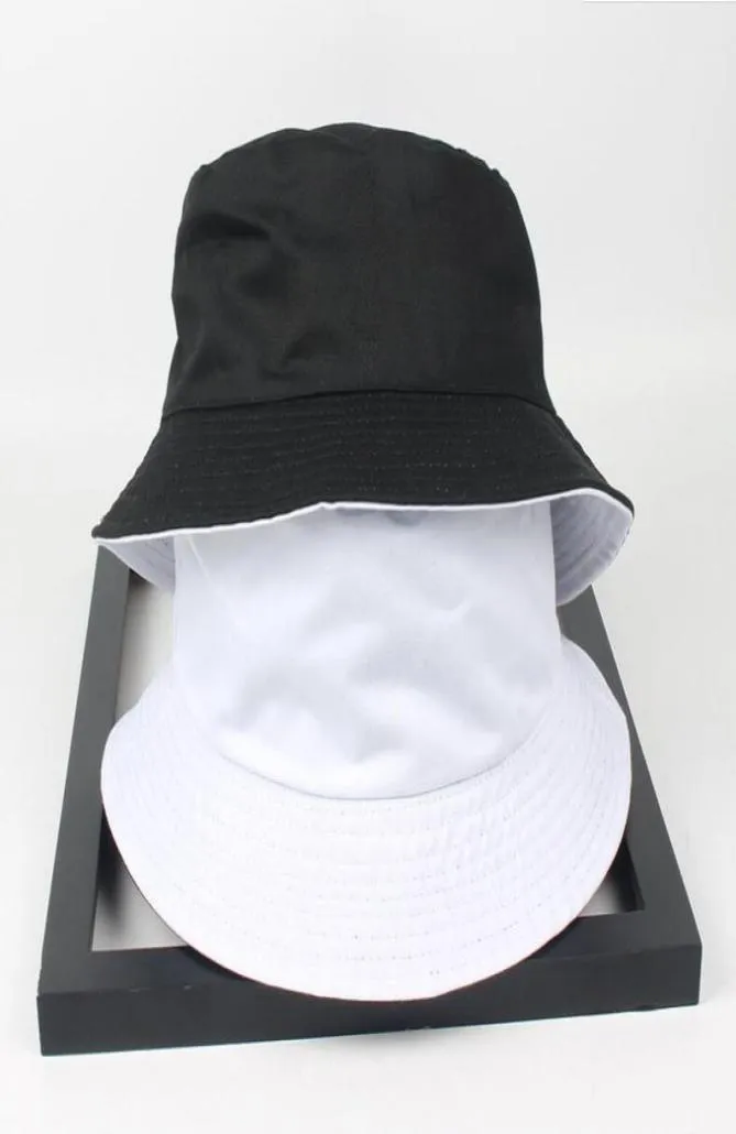 Cloches Deux Côtés Réversibles Noir Blanc Solide Chapeau De Seau Unisexe Chapeau Mode Pêche Randonnée Bob Caps Femmes Hommes Panama Summer12224452