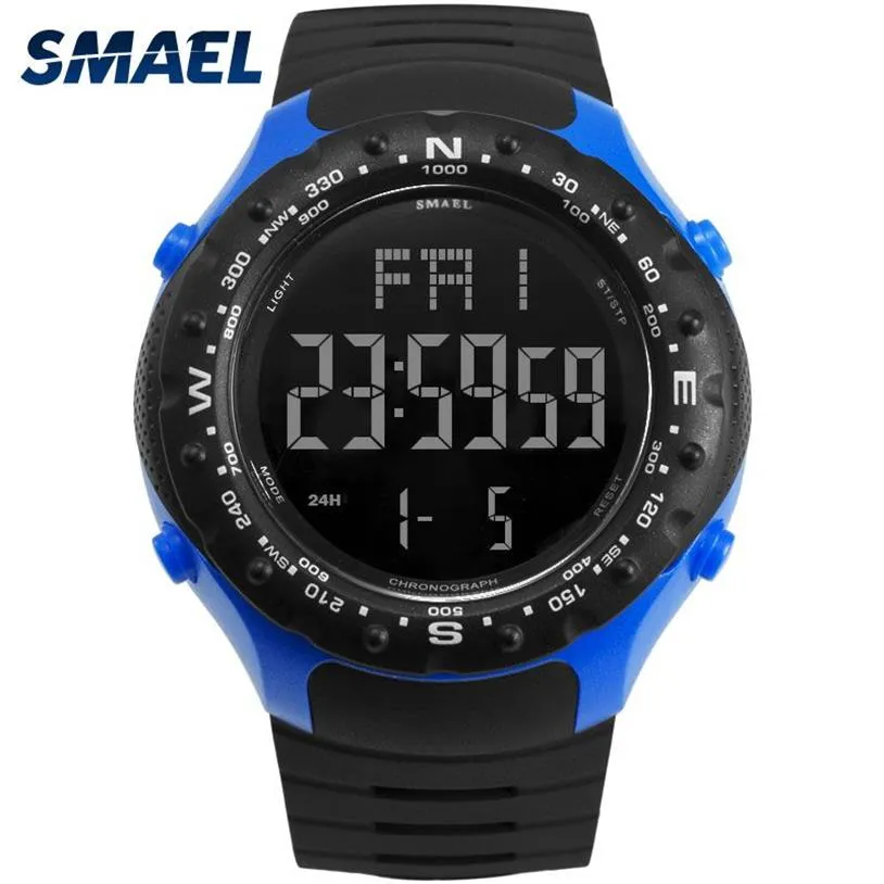 Sport Horloge voor Mannen 5Bar Waterdicht SMAEL Horloge S THOCK Resist Cool Grote Mannen Horloges Sport Militaire 1342 LED Digitale Wrsitwatches206I