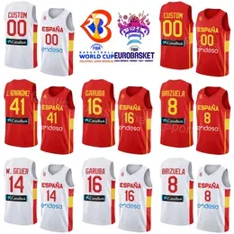 Print Espana Basketball Spain 21 Alex Abrines Jerseys 9 Ricky Rubio 13 Marc Gasol 4 Pau Gasol 16 USMAN GARUBA 4 ALBERTO DIAZ 8 Dario Brizuela 2023 World Cup Red White