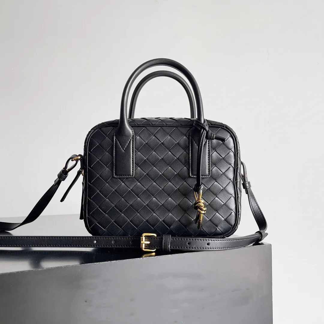 Plain Weave Box Camera Bag Designer Handbags Purse Genuine Leather Bottom Nail Removable Strap Small Zipper Tote Multiple Colors Crossbody Bags