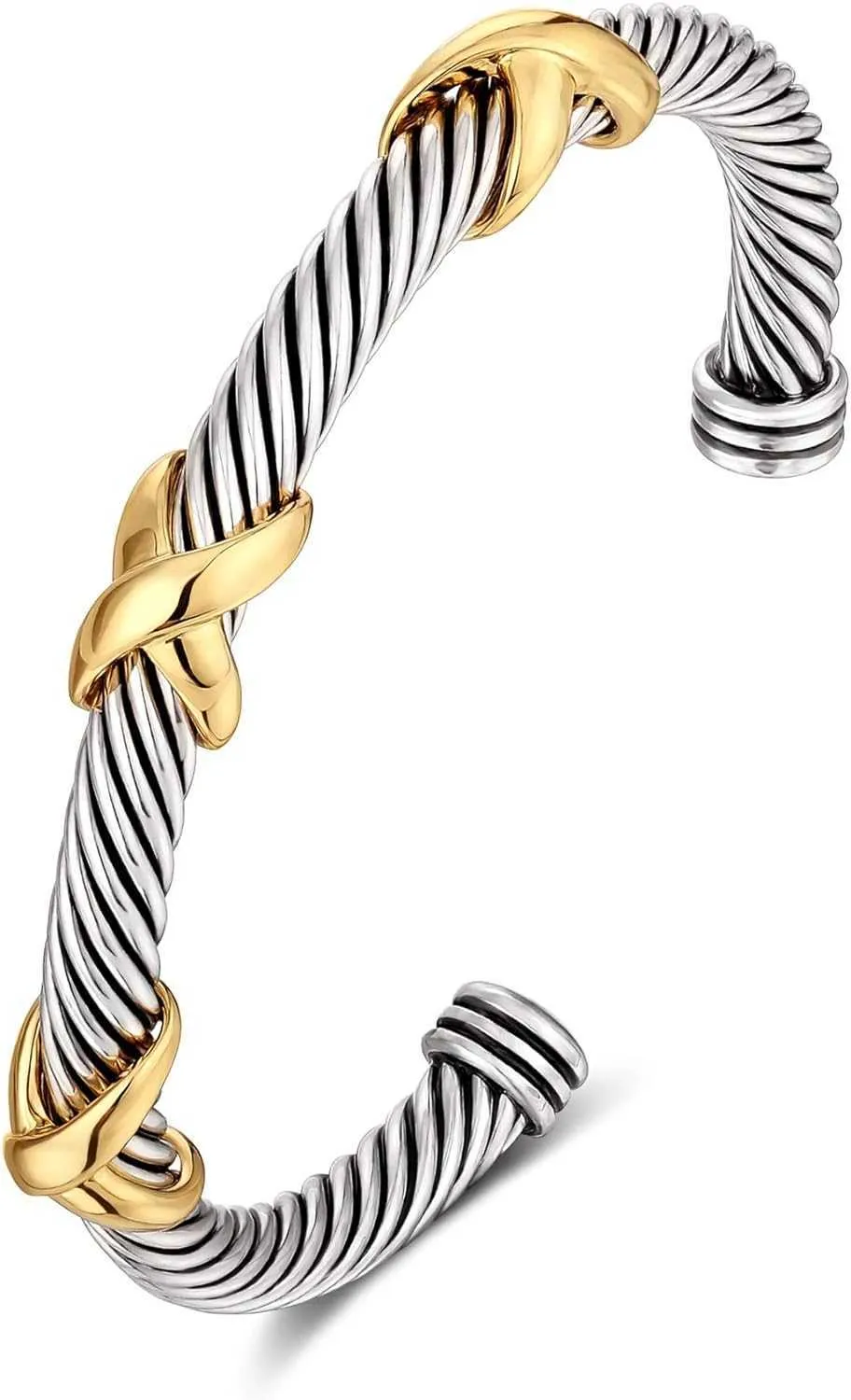 ORTIGOR Kabel-Manschetten-Armband für Damen, Statement-Armband mit gedrehten Strängen, Designer-Marke, Damen-Weihnachtsschmuck, Geschenk