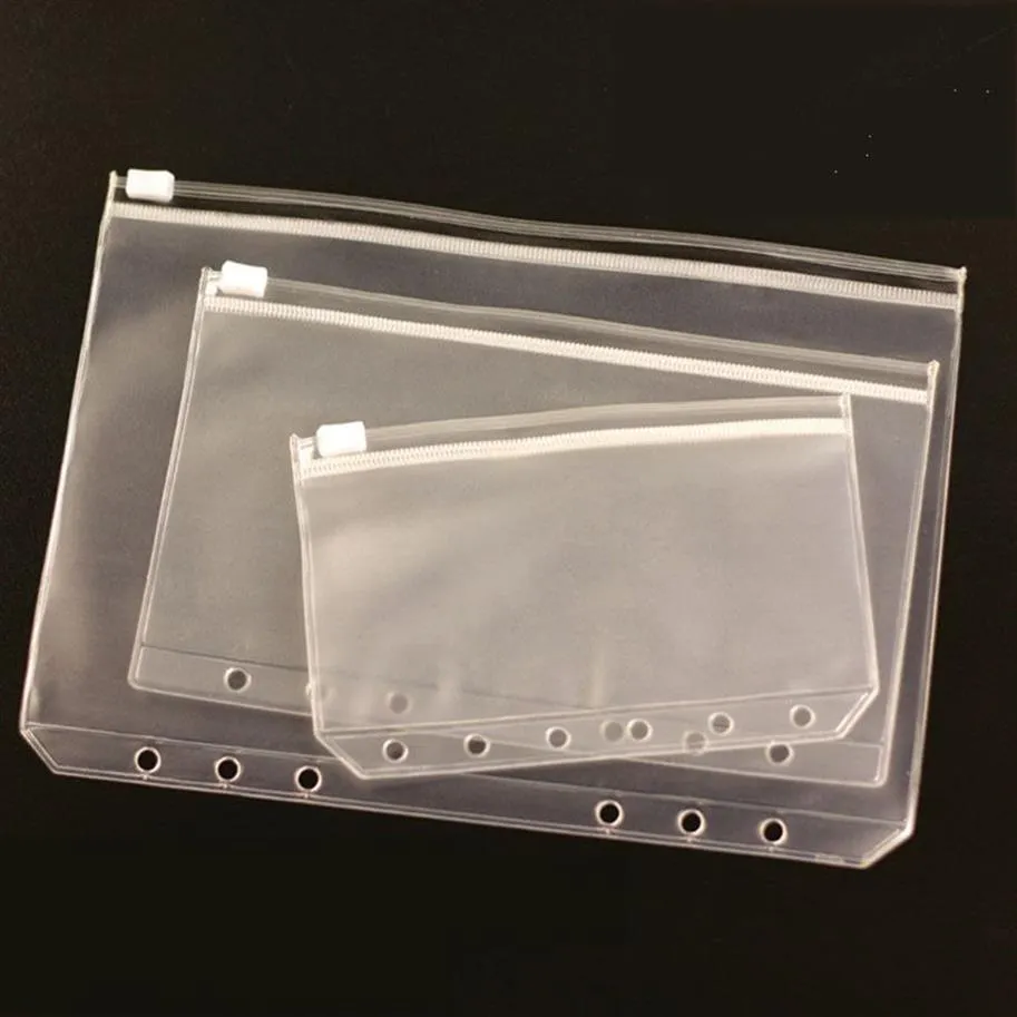 5PCSロットA5 A6 A7 Files Holder Standard TransparentPVCルーズリーフポーチセルフスタイルのジッパーファイリングオーガナイザー製品Binder3058