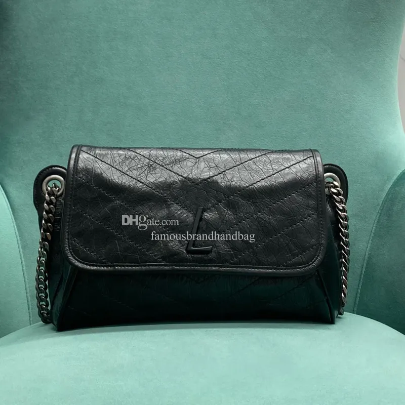 Real Leather Designer Flap Bag 28CM, Mirror Quality, Chain