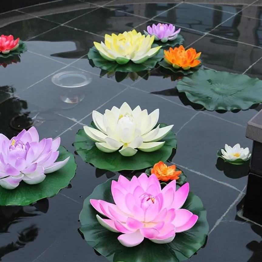 Decorative Flowers & Wreaths 18cm Floating Lotus Artificial Flower Wedding Home Party Decorations DIY Water Lily Mariage Fake Plan288S