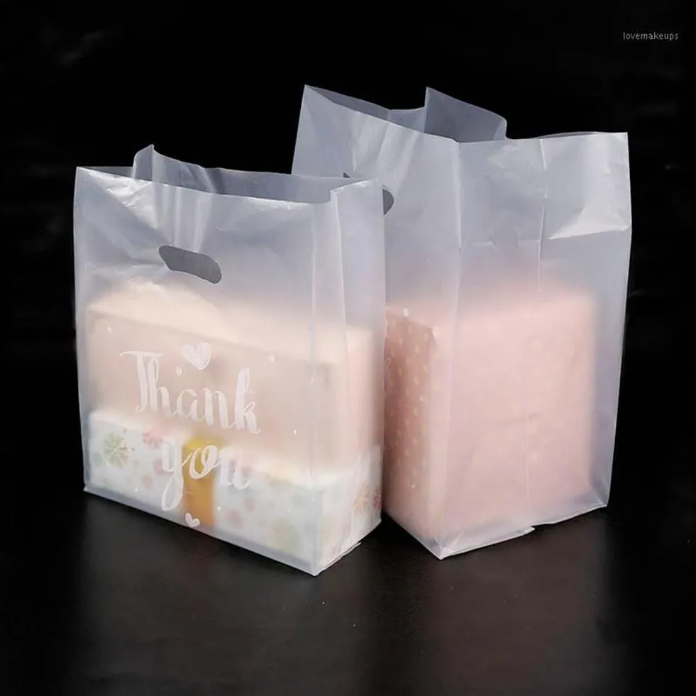 Dziękujemy z plastikową torbą na prezentację torbę na zakupy z uchwytem Wedding Wedding Plastic Candy Cake Torbs1269h