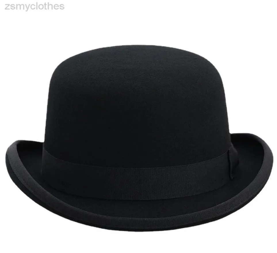 Chapeau melon 100 laine pour hommes et femmes, 4 tailles, dôme Fedora pur écrasable, 6111079