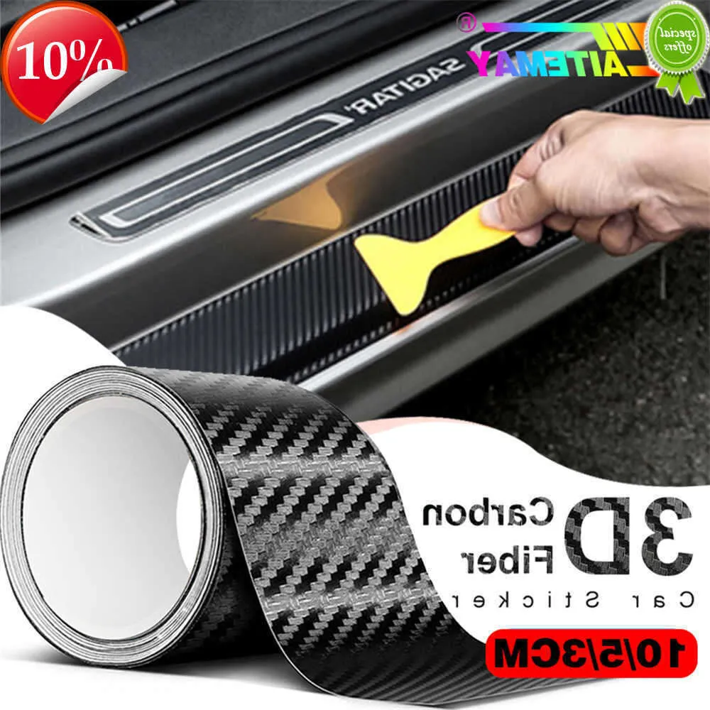 Auto Nieuwe 3D Koolstofvezel Auto Sticker DIY Plakken Protector Strip Auto Instaplijsten Zijspiegel Anti Kras Tape Waterdichte Bescherm Film