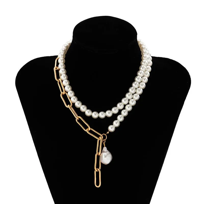 Multilayer Imitation Pearl OT Buckle Designer Necklace for Woman Wed Bridal Goth Pendant Neck Jewelry gift