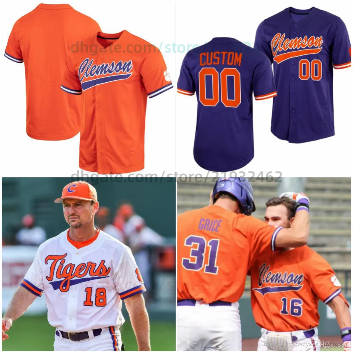 مخصص Clemson Tigersjacob Jarrell Baseball Jerseys Will Taylor Jarren Purify Jay Dillard Jimmy Obertop Cooper Blauser Andrew Ciufo Jacob Hinderleider