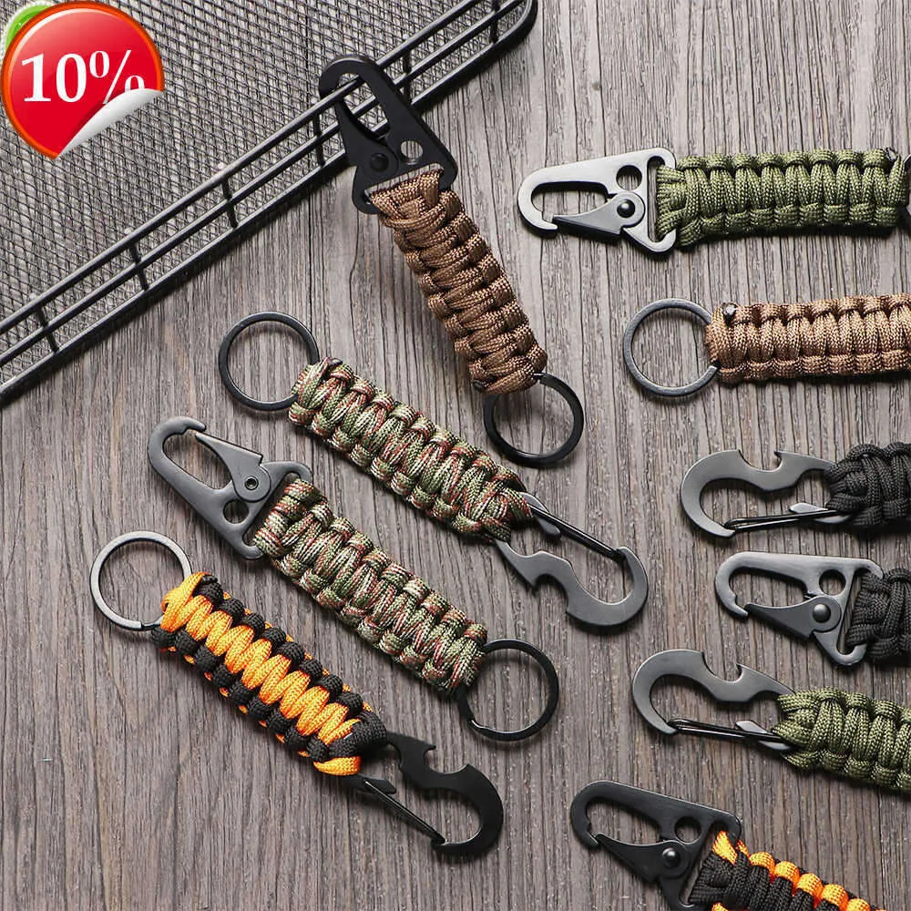 Nuovo 1PC Paracord Portachiavi Intrecciato Kit Di Sopravvivenza All'aperto Portachiavi per Gli Uomini Utilità Salita Campeggio Di Emergenza Moschettone Gancio Catena Chiave