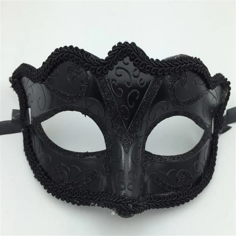 Zwart Venetië Maskers Maskerade Partij Masker Kerstcadeau Mardi Gras Man Kostuum Sexy kant Omzoomd Gilter Vrouw Dansmasker G563285U