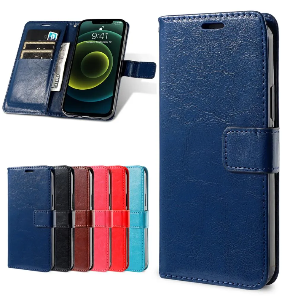 Retro Crazy Horse Wallet PU Leder Flip Phone Cases für Samsung Galaxy S10 S20 S21 S22 A12 A13 A23 A32 A52 A72 A33 A53 A73 5G TPU3469297