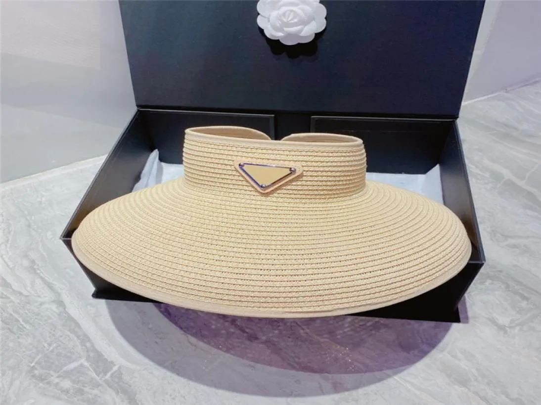 Moda Słomka Sunhat Elastic Band Luksusowy projektant Visor Women Hats Caps Bucket Hat Wysoka jakość szerokiej czapki Brim Summer Q6760036