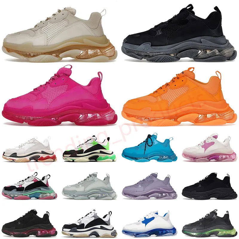 Klassieke Triple S Schoenen Heren Dames Platform Sneakers Belenciagas Clear Sole 17FW Zwart Geheel Wit Rood Kristal Bodem Luxe Designer Vintage Sportschoenen