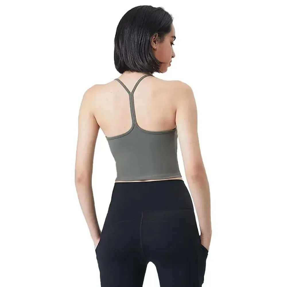 Gilet da yoga con imbottitura sul petto Canottiere da donna Camis Reggiseno sportivo Cintura a spalla sottile Parte posteriore a forma di Y Mezza fionda Moda da corsa Fiess Abbigliamento da palestra 688s