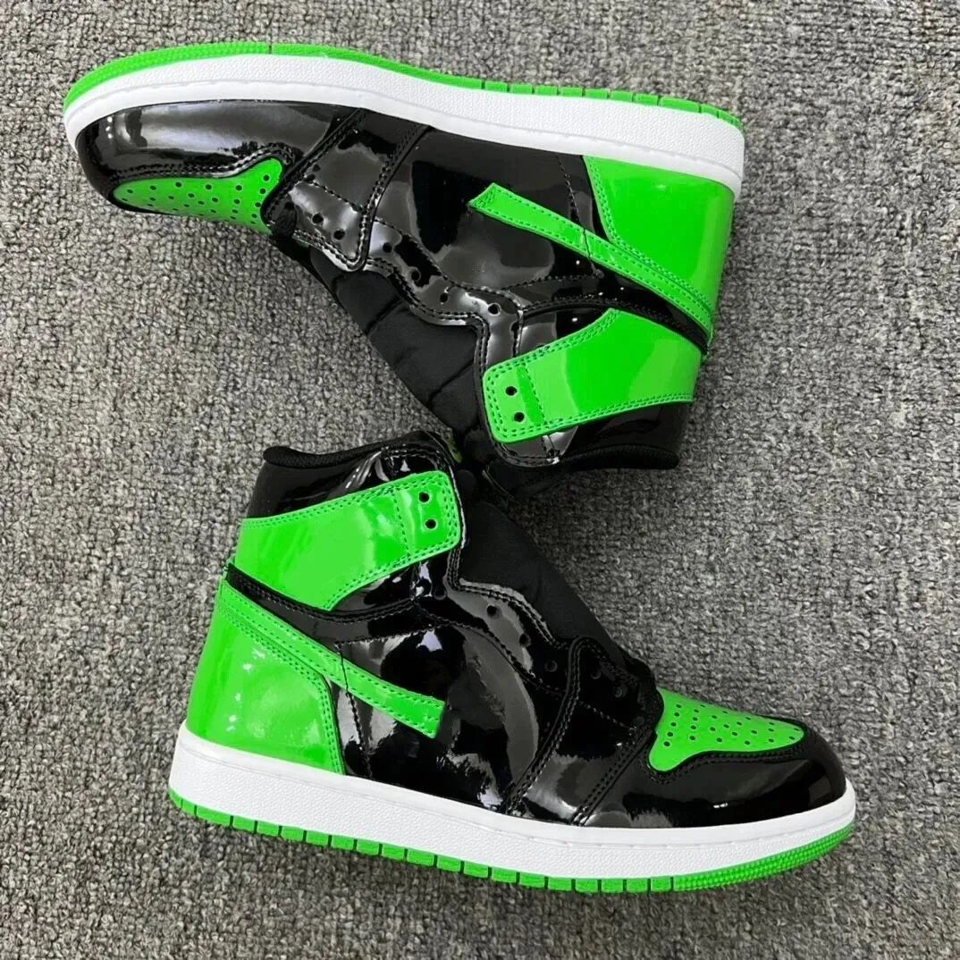 Patent Leather Jumpman 1 High OG Bright Green Black Designer
