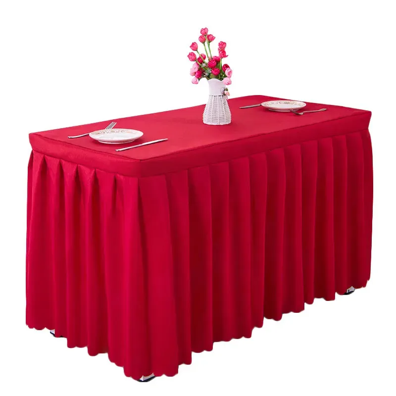 Jupe de table Jupe de table Polyester couverture de table rectangulaire salle de conférence exposition nappe nappe pour fête de mariage el décor 231208