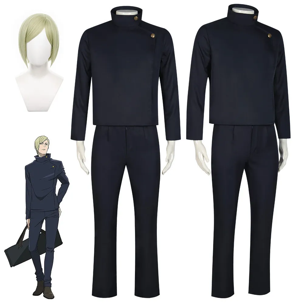 Anime kostymer jujutsu kaisen cosplay nanami kento wig uniform full set cosplay kläder för män