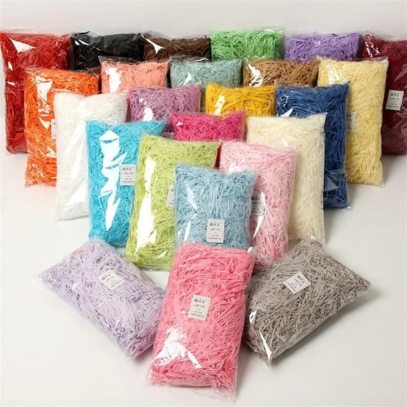 100g Pack 24 couleurs papier raphia froissé confettis déchiquetés boîtes à bonbons bricolage boîte-cadeau matériel de remplissage mariage mariage maison 212D