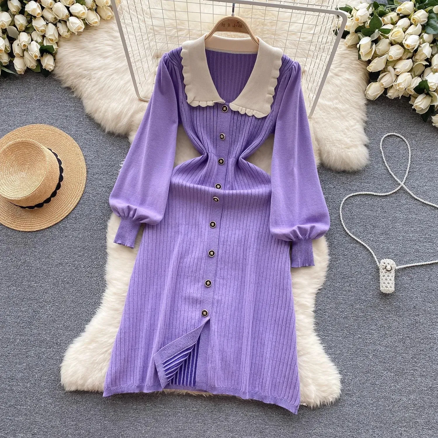 Summer Satin Paisley Sweater Dress with Lapel Collar and Long Lantern  Sleeves for Women from Dhgate Basic & Casual Dresses - price 39.96